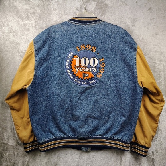 Ford Jackets & Blazers - Vintage‎ Ford Meter Box Co. Denim Jacket Mens XL 1998 Coat Distressed